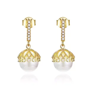 (afbeelding voor) Pandora Style Zachte Parel Oorhangers - SCE608