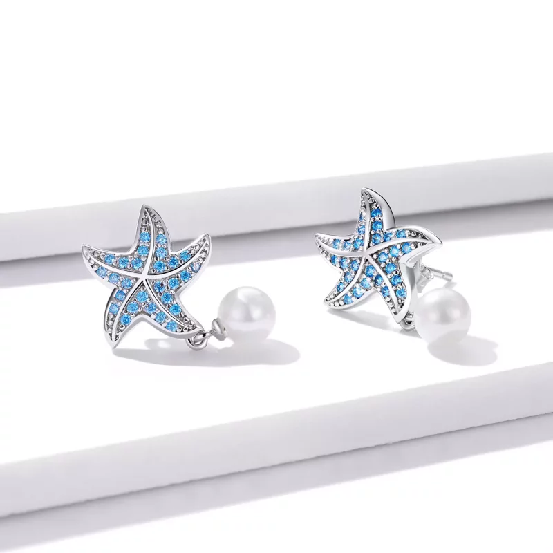 (afbeelding voor) Pandora Style Zeester Met Parels Oorknopjes - BSE405 - Bekijken 3