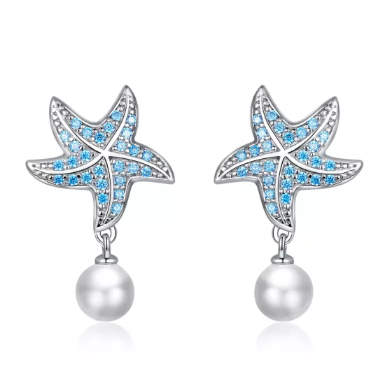 (afbeelding voor) Pandora Style Zeester Met Parels Oorknopjes - BSE405
