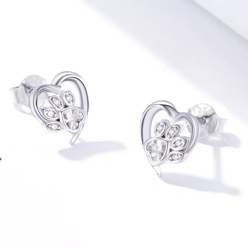 (afbeelding voor) Pandora Style Zorgzame hondenpoot Oorknopjes - SCE654-WH - Bekijken 2