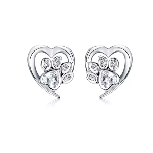 (afbeelding voor) Pandora Style Zorgzame hondenpoot Oorknopjes - SCE654-WH