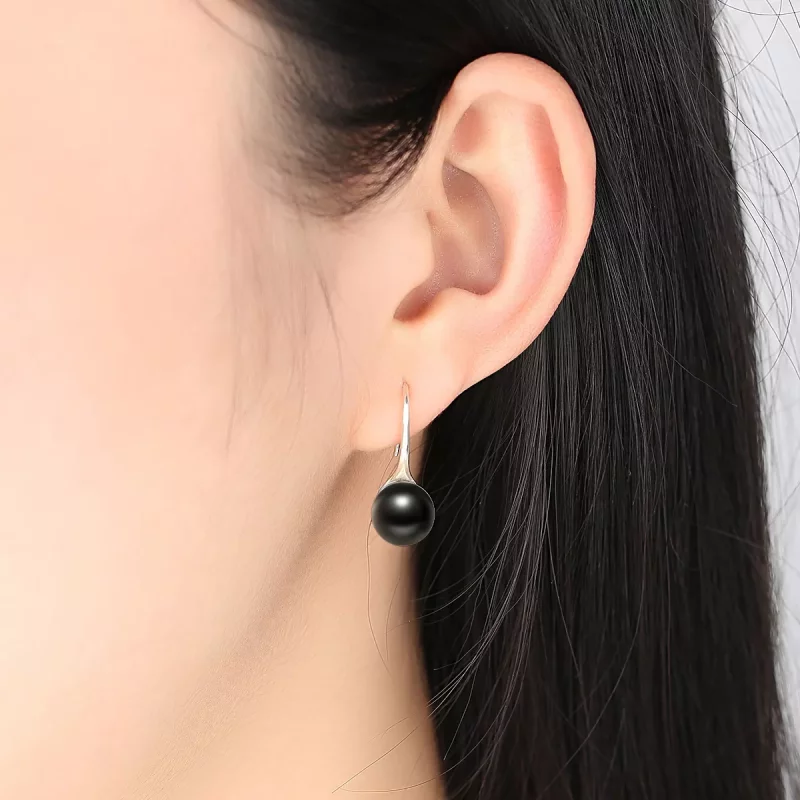 (afbeelding voor) Pandora Style Zwarte parel Oorhangers - SCE144 - Bekijken 6