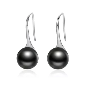 (afbeelding voor) Pandora Style Zwarte parel Oorhangers - SCE144