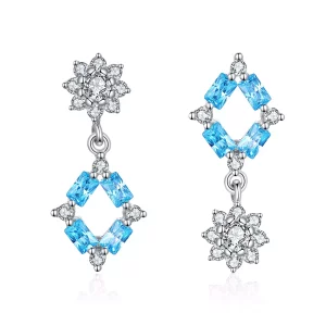 (afbeelding voor) Pandora Style Blauw licht Oorhangers - BSE200
