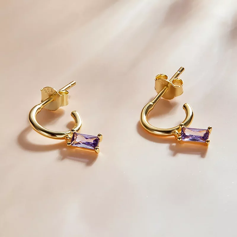 (afbeelding voor) Pandora Style Bright Cubic Zirconium - Violet Oorhangers - SCE1242-VT - Bekijken 2