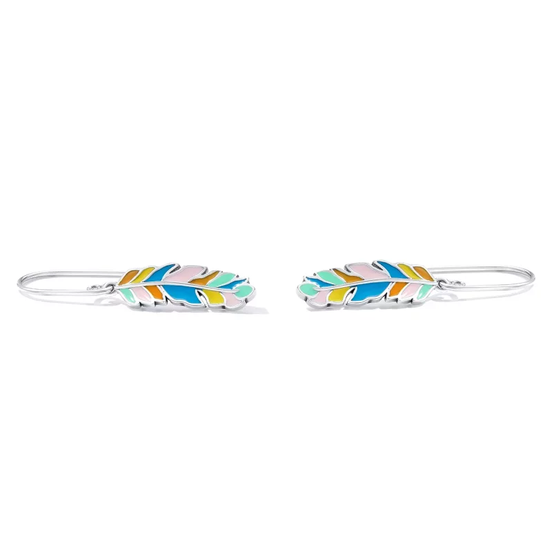 (afbeelding voor) Pandora Style Gekleurde Veren Oorhangers - SCE1398 - Bekijken 2