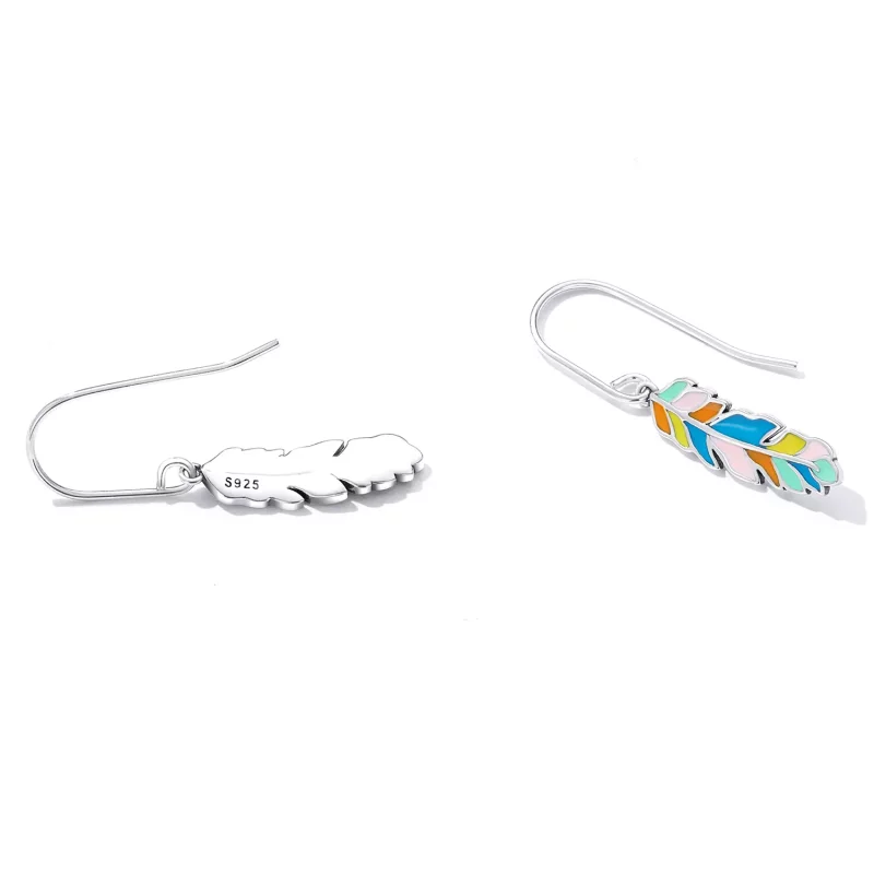 (afbeelding voor) Pandora Style Gekleurde Veren Oorhangers - SCE1398 - Bekijken 3