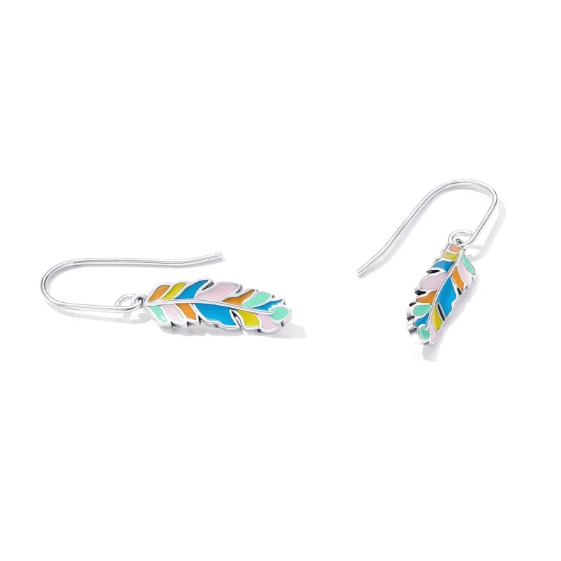 (afbeelding voor) Pandora Style Gekleurde Veren Oorhangers - SCE1398 - Bekijken 4
