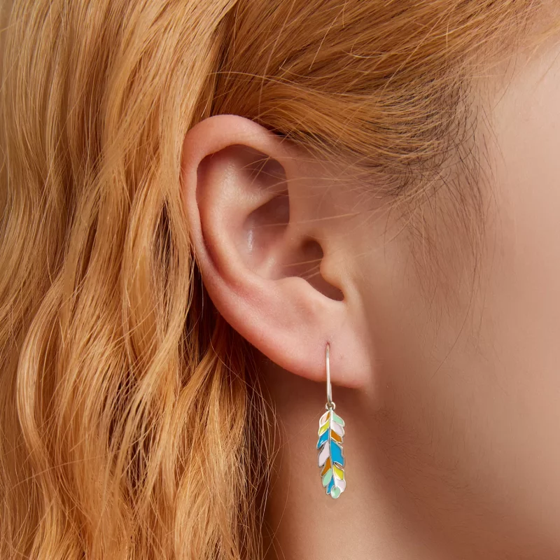 (afbeelding voor) Pandora Style Gekleurde Veren Oorhangers - SCE1398 - Bekijken 7