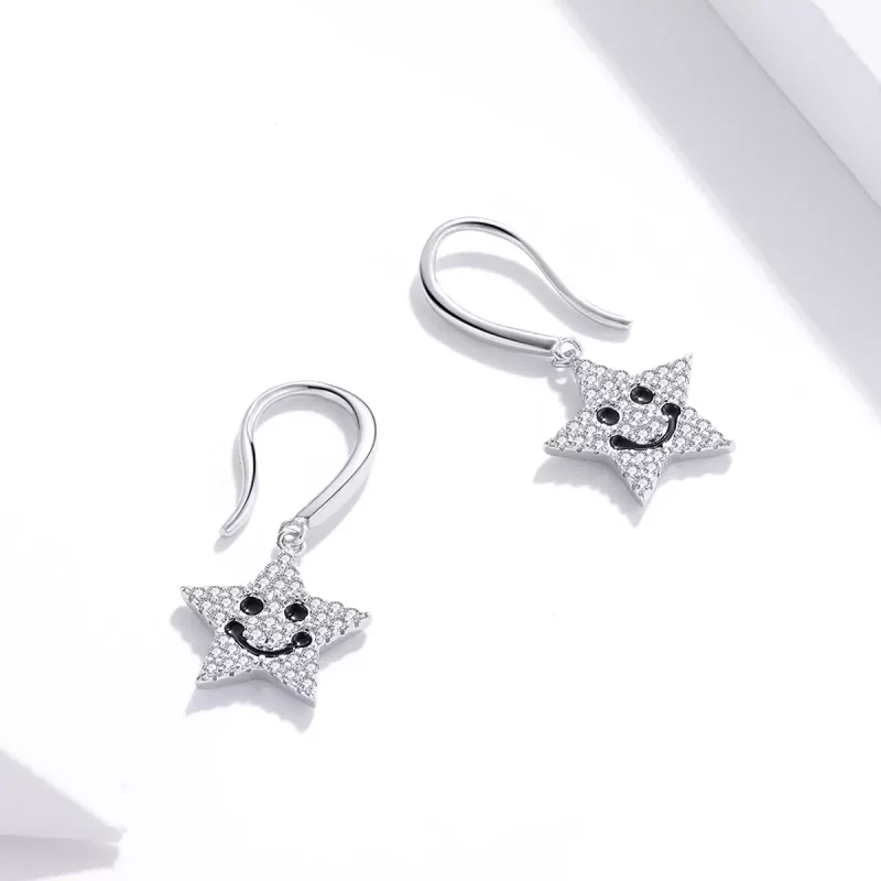 (afbeelding voor) Pandora Style Glimlach Ster Oorhangers - SCE946 - Bekijken 2