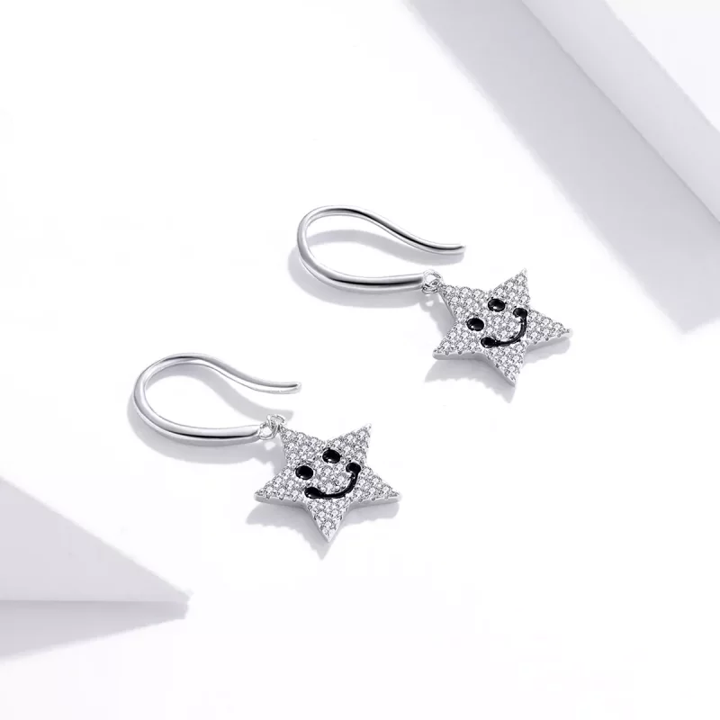 (afbeelding voor) Pandora Style Glimlach Ster Oorhangers - SCE946 - Bekijken 3