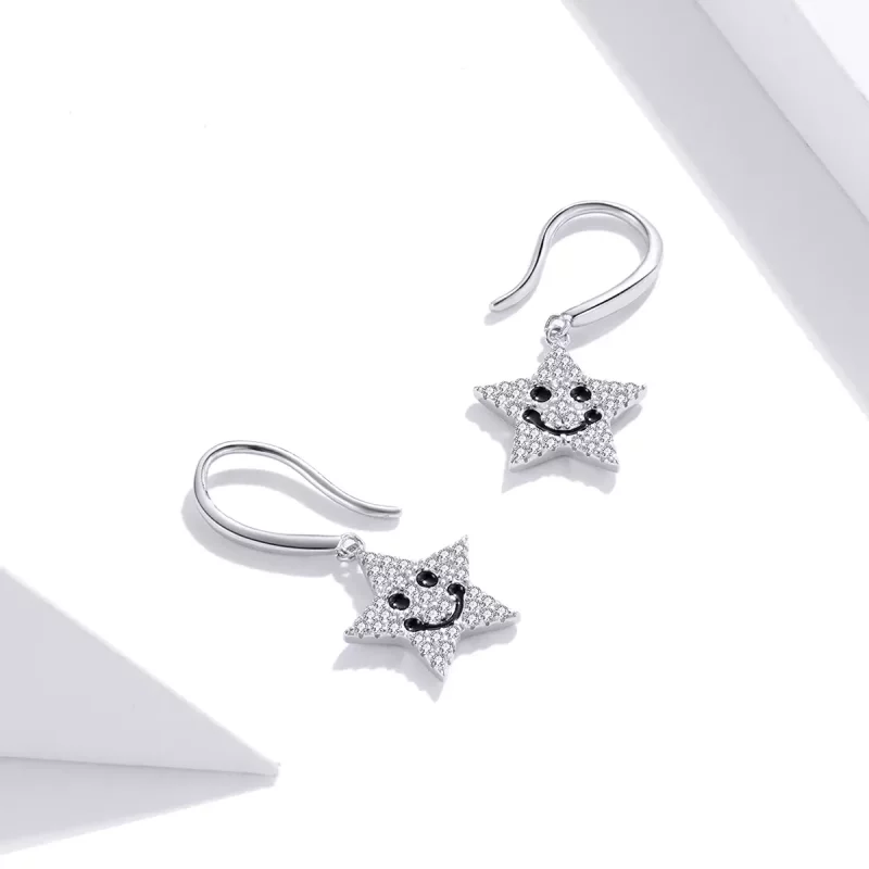 (afbeelding voor) Pandora Style Glimlach Ster Oorhangers - SCE946 - Bekijken 4