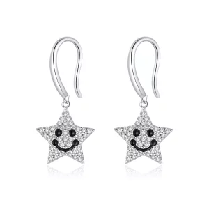 (afbeelding voor) Pandora Style Glimlach Ster Oorhangers - SCE946