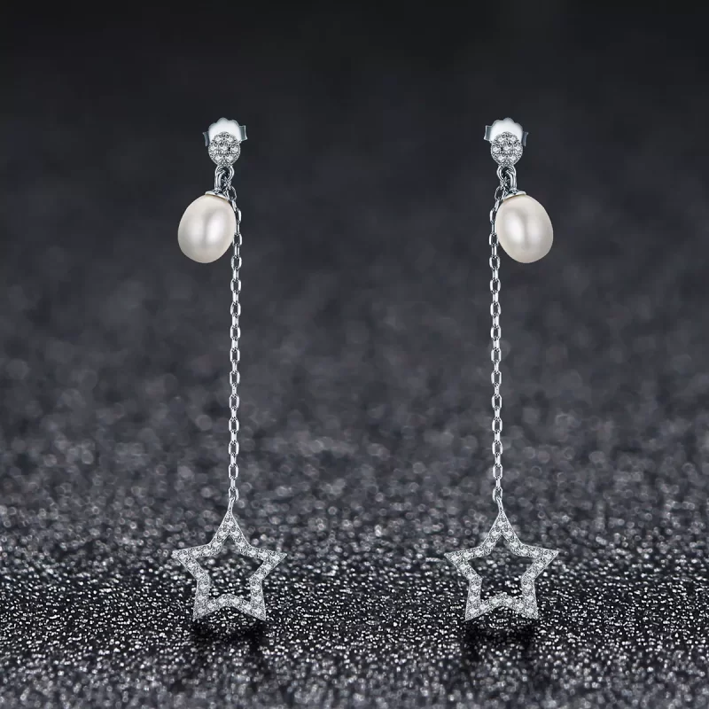 (afbeelding voor) Pandora Style Heldere sterren Oorhangers - VSE127 - Bekijken 2
