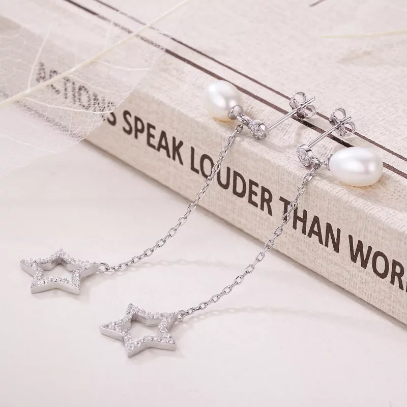 (afbeelding voor) Pandora Style Heldere sterren Oorhangers - VSE127 - Bekijken 5