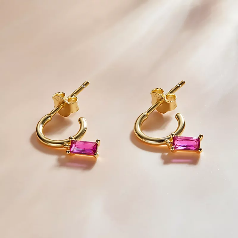 (afbeelding voor) Pandora Style Kleurrijke Cubic Zirkonium - Roze Oorhangers - SCE1242-RD - Bekijken 2