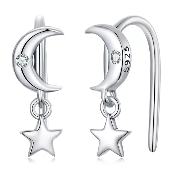 (afbeelding voor) Pandora Style Maan en sterren Oorhangers - SCE1500