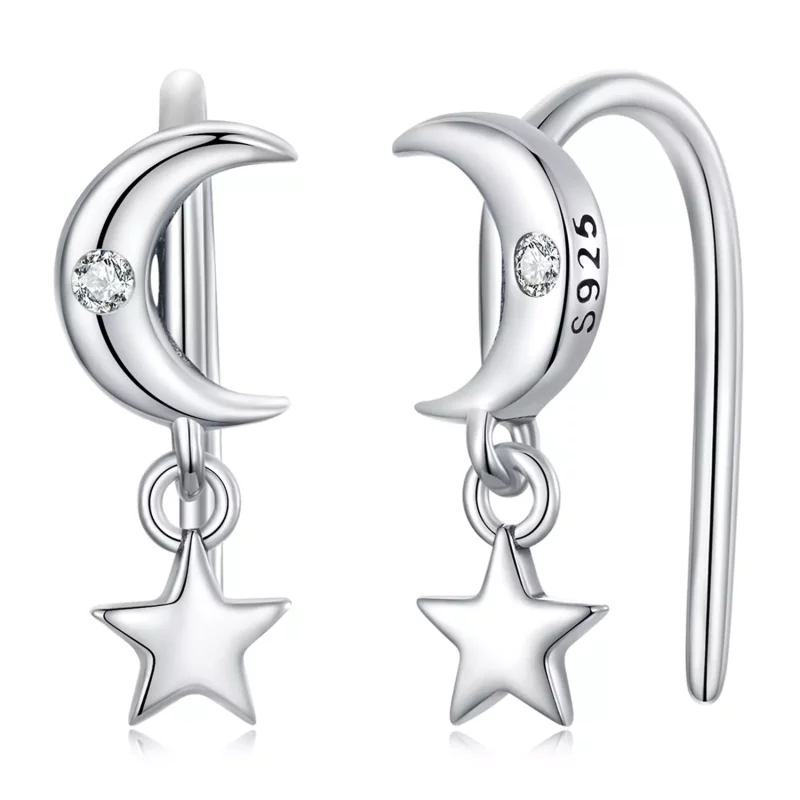 (afbeelding voor) Pandora Style Maan en sterren Oorhangers - SCE1500