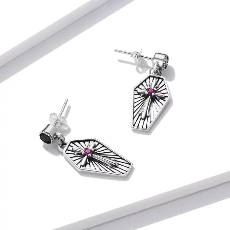 (afbeelding voor) Pandora Style Mysterie Kruis Oorhangers - BSE536 - Bekijken 3