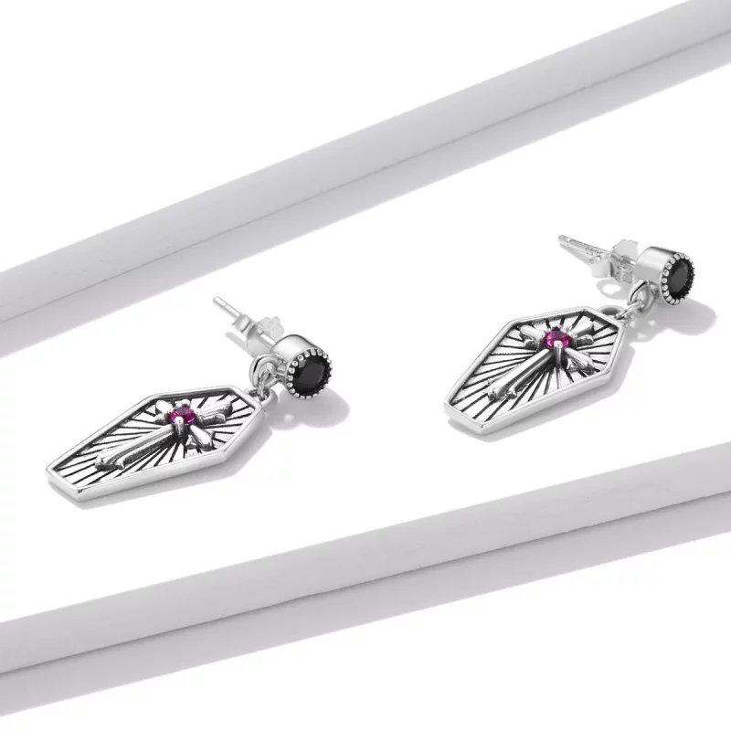 (afbeelding voor) Pandora Style Mysterie Kruis Oorhangers - BSE536 - Bekijken 4