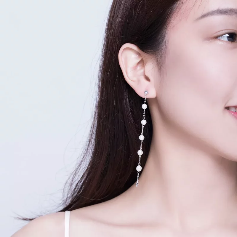 (afbeelding voor) Pandora Style Parel Kwastje Oorhangers - BSE185 - Bekijken 5