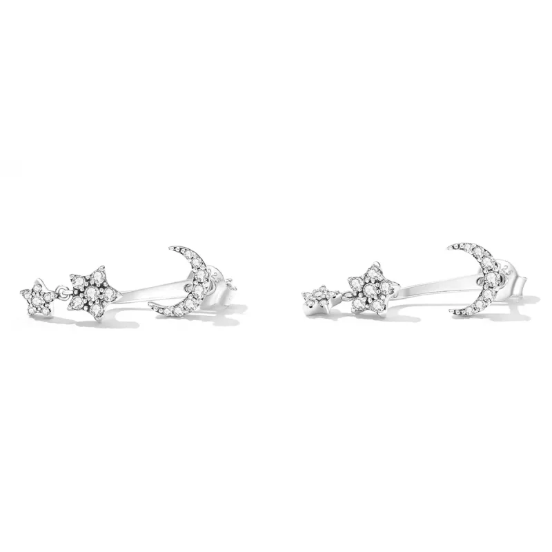 (afbeelding voor) Pandora Style Prachtige ster en maan Oorhangers - SCE1395 - Bekijken 2