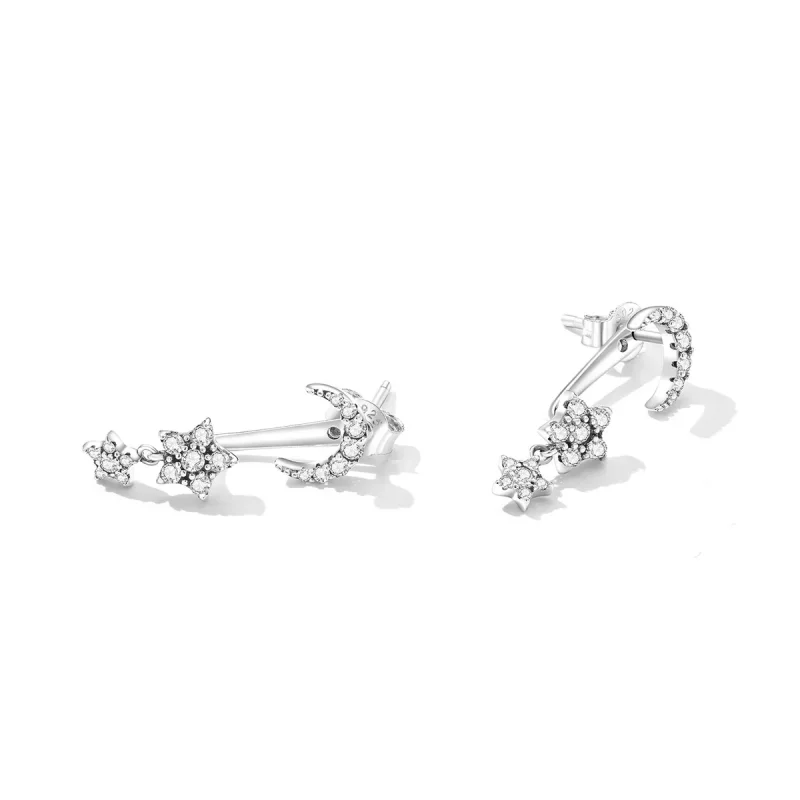 (afbeelding voor) Pandora Style Prachtige ster en maan Oorhangers - SCE1395 - Bekijken 3