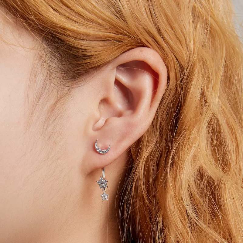 (afbeelding voor) Pandora Style Prachtige ster en maan Oorhangers - SCE1395 - Bekijken 6