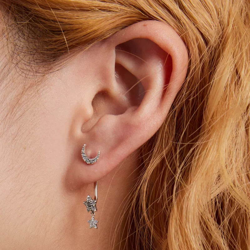 (afbeelding voor) Pandora Style Prachtige ster en maan Oorhangers - SCE1395 - Bekijken 7
