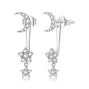 (afbeelding voor) Pandora Style Prachtige ster en maan Oorhangers - SCE1395
