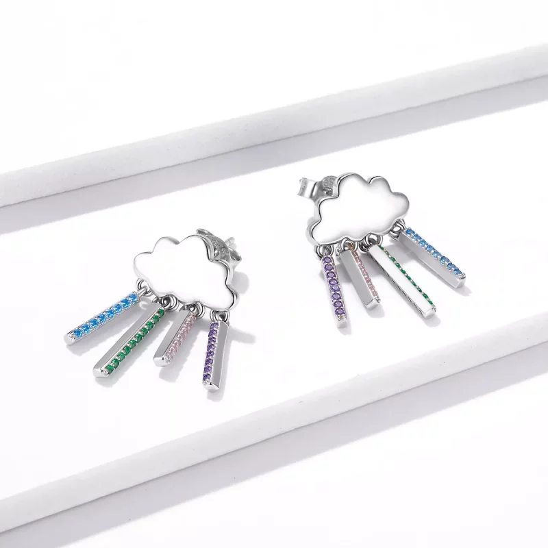 (afbeelding voor) Pandora Style Regenboog Regen Oorhangers - BSE468 - Bekijken 3