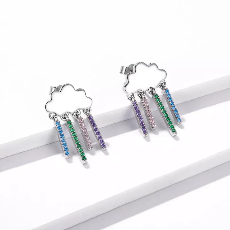 (afbeelding voor) Pandora Style Regenboog Regen Oorhangers - BSE468 - Bekijken 4