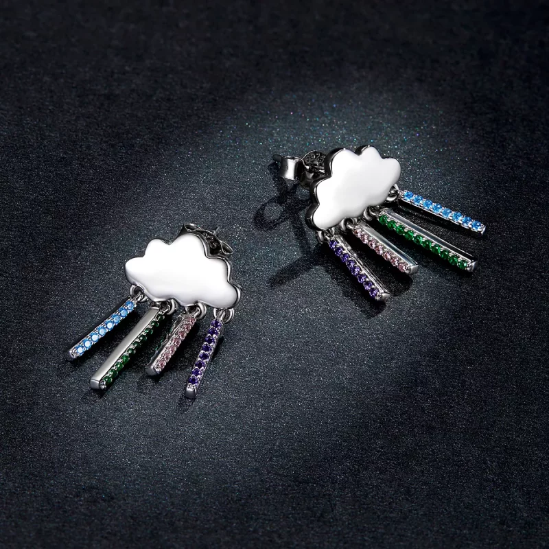 (afbeelding voor) Pandora Style Regenboog Regen Oorhangers - BSE468 - Bekijken 5