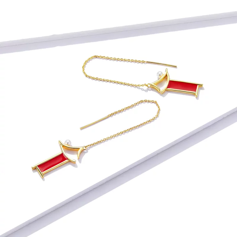 (afbeelding voor) Pandora Style Rood geheugen Oorhangers - BSE340 - Bekijken 3