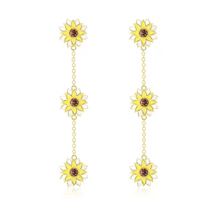 Pandora Style Zonnebloem Oorhangers - BSE187 (afbeelding voor) Pandora Style Zonnebloem Oorhangers - BSE187