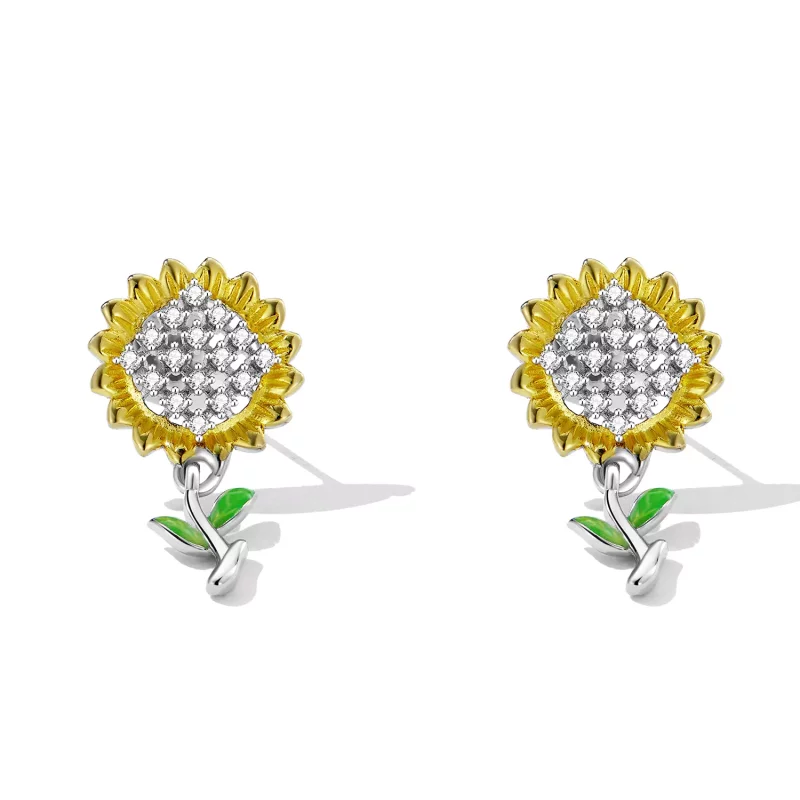 (afbeelding voor) Pandora Style Zonnebloem Oorhangers - SCE1471 - Bekijken 2
