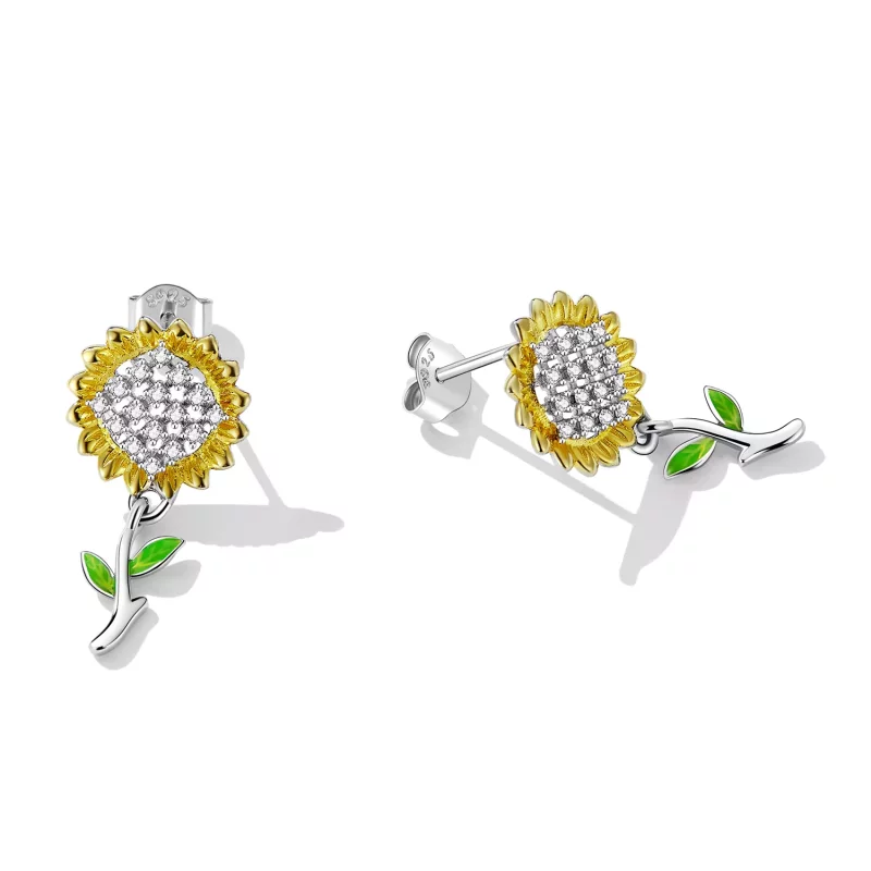 (afbeelding voor) Pandora Style Zonnebloem Oorhangers - SCE1471 - Bekijken 3