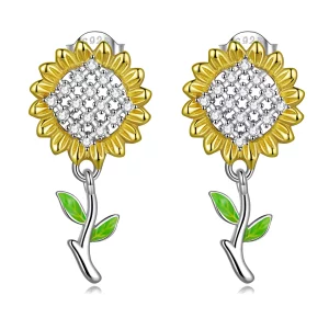 (afbeelding voor) Pandora Style Zonnebloem Oorhangers - SCE1471