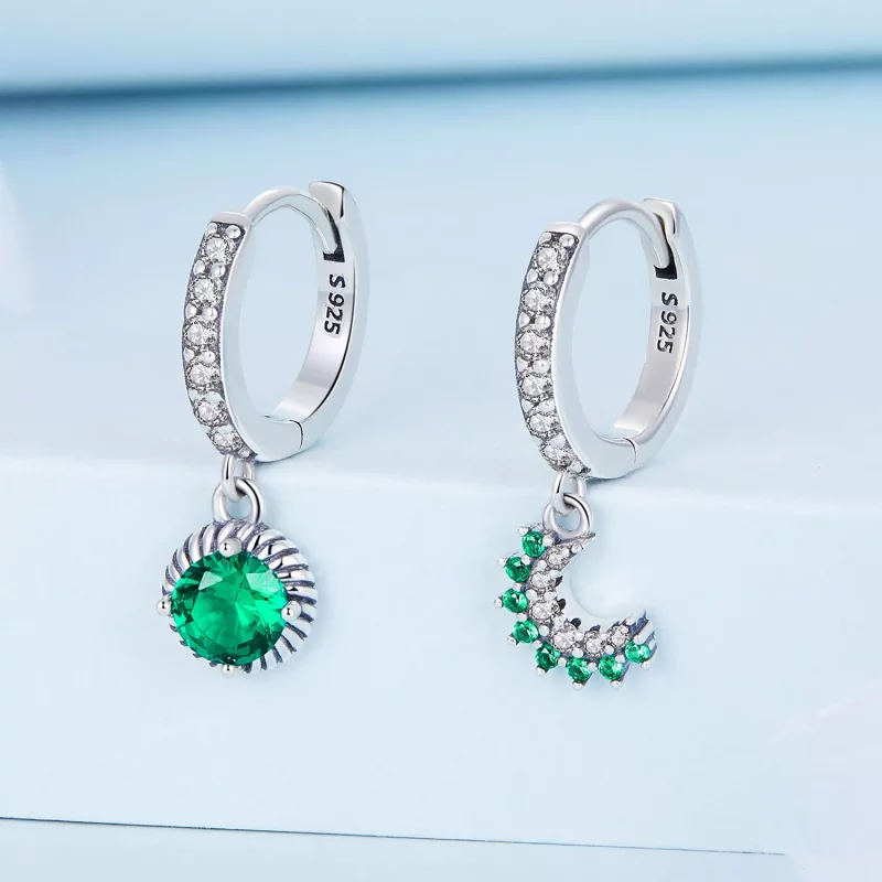 (afbeelding voor) Pandora Style Asymmetrische zon en maan Oorbellen - BSE705 - Bekijken 2
