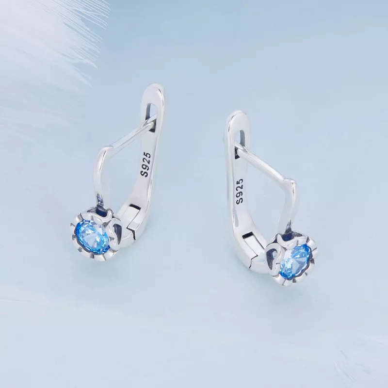 (afbeelding voor) Pandora Style Eenvoudig blauw zirkonium Oorbellen - BSE686 - Bekijken 3