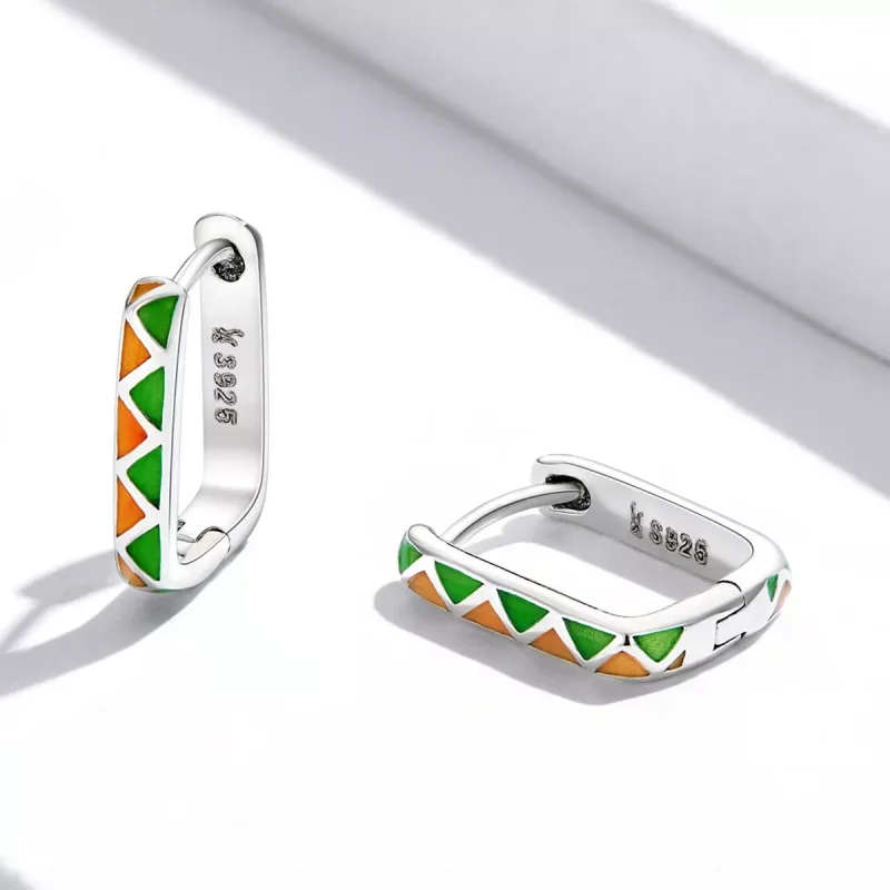 (afbeelding voor) Pandora Style Eenvoudig kleurcontrast Oorbellen - SCE1371-GN - Bekijken 3