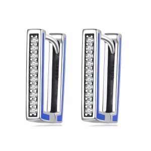Pandora Style Eenvoudig vierkant Oorbellen - SCE1504 (afbeelding voor) Pandora Style Eenvoudig vierkant Oorbellen - SCE1504