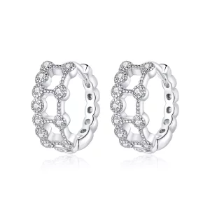Pandora Style Eenvoudige dubbele laag Oorbellen - BSE458 (afbeelding voor) Pandora Style Eenvoudige dubbele laag Oorbellen - BSE458