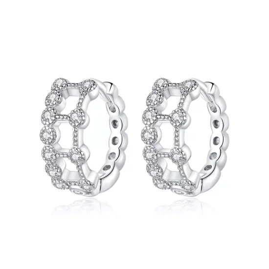 (afbeelding voor) Pandora Style Eenvoudige dubbele laag Oorbellen - BSE458