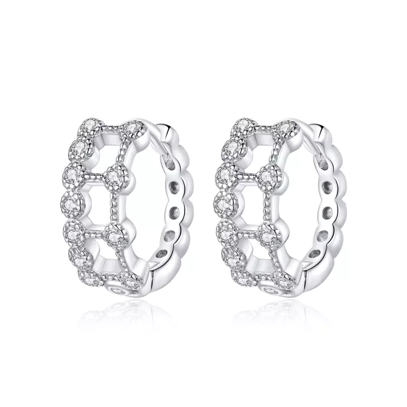 (afbeelding voor) Pandora Style Eenvoudige dubbele laag Oorbellen - BSE458