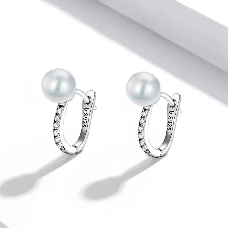 (afbeelding voor) Pandora Style Eenvoudige Shell Kralen Oorbellen - SCE1288 - Bekijken 2