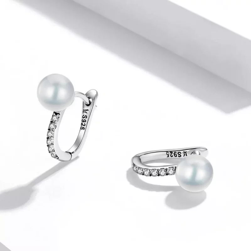 (afbeelding voor) Pandora Style Eenvoudige Shell Kralen Oorbellen - SCE1288 - Bekijken 3