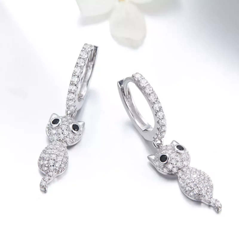 (afbeelding voor) Pandora Style Gelukkige Kat Oorbellen - SCE519 - Bekijken 2