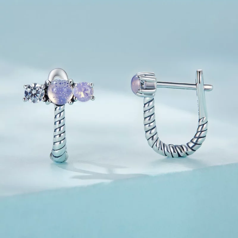 (afbeelding voor) Pandora Style Gem Splicing U Vorm Oorbellen - SCE1453 - Bekijken 2