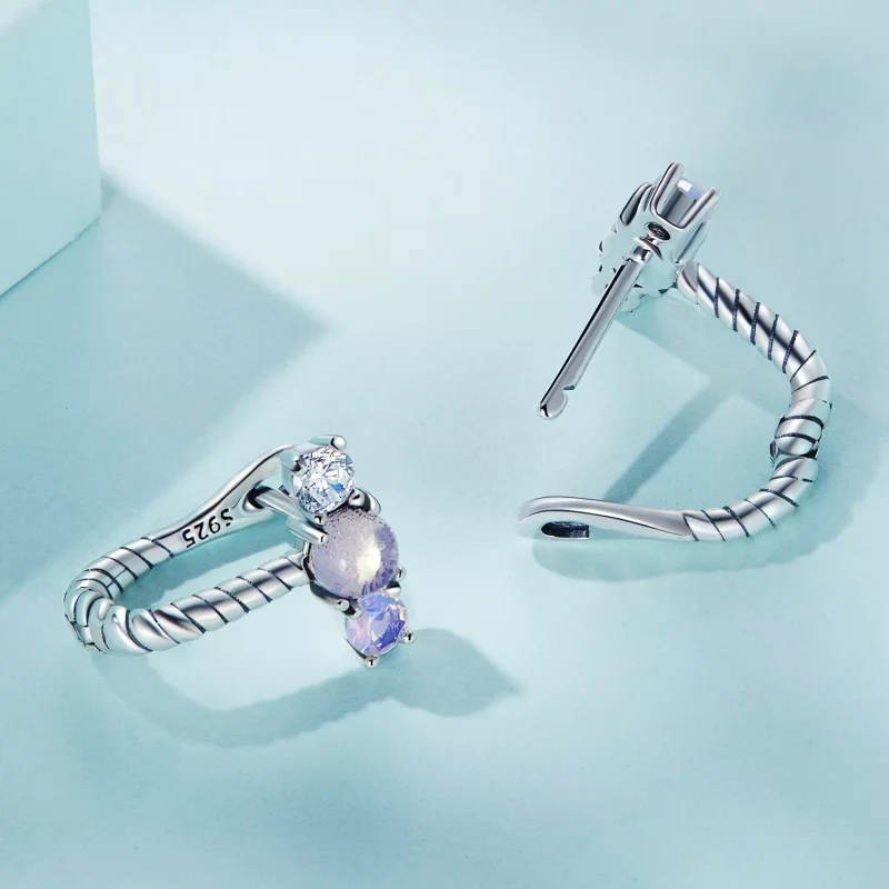 (afbeelding voor) Pandora Style Gem Splicing U Vorm Oorbellen - SCE1453 - Bekijken 4